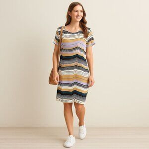 Striped Flutter Sleeve Shift Dress By Ile New York Size 18 Casual Retro Inspired